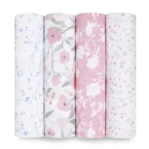 Floral Cotton Muslin Swaddles 4pk | aden + anais (Ma Fleur)