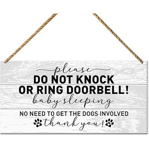 Baby Sleeping Sign for Front Door, No Need to Get The Dogs Involved, Dog Warning Sign for Home Decor, Beware of Dog Sign for Gate Fence Yard Decoration, New Mom Parents