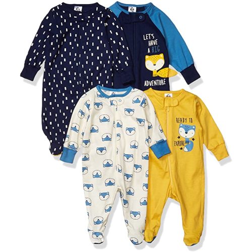 3-6 M Gerber baby-boys 4 Pack Sleep 'N Play Footie - 3-6 Months - Fox