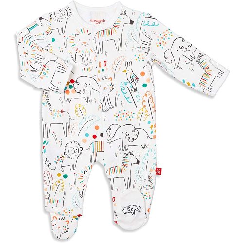 Magnetic Me Footie Pajamas - 100% Organic Cotton Baby Pajamas - Quick Magnetic Fastener Sleeper for Baby Boy and Girl