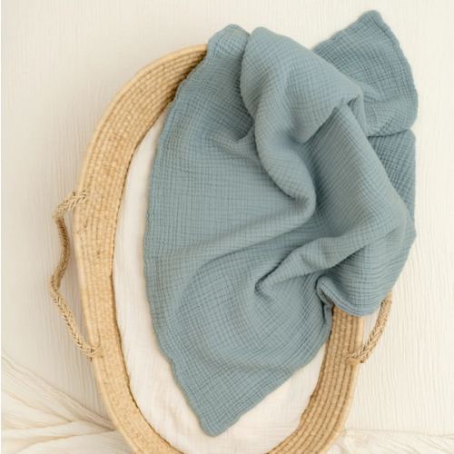 Essential Baby Blanket | Organic Cotton Gauze | Color: Tide Blue