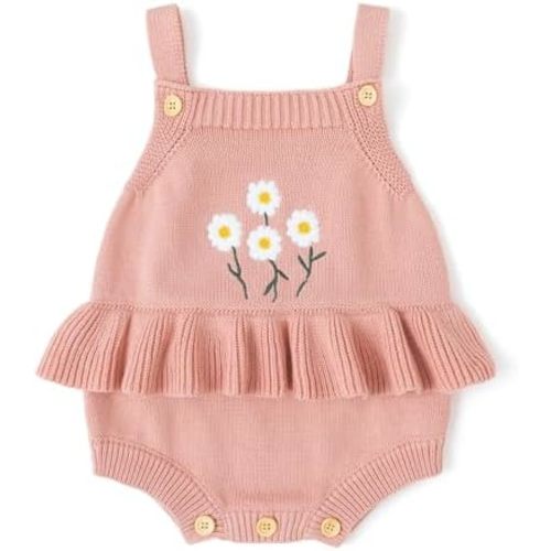 Simplee kids Baby Girls Sunflower Knit Rompers Knit Clothes for Newborn Baby Girls