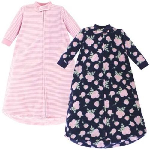 Hudson Baby Infant Girl Long-sleeve Fleece Sleeping Bag, Navy Rose, 0-9 Months