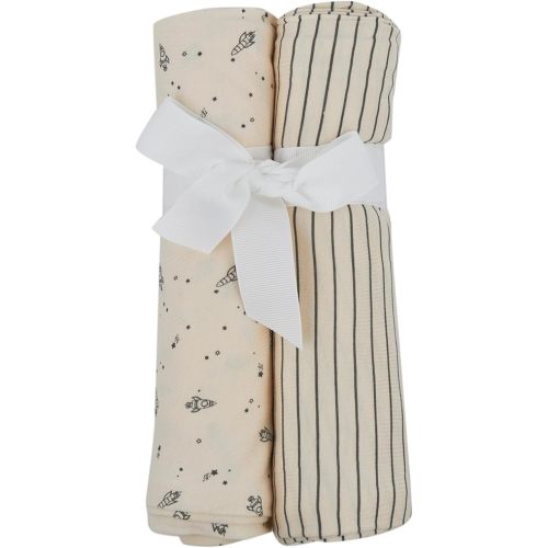 Chick Pea Milkberry 2 Pack 100% Rayon of Bamboo Muslin Swaddle Blanket for Baby Boy Farm Animal Brown Striped Large 36x40 Receiving Blanket