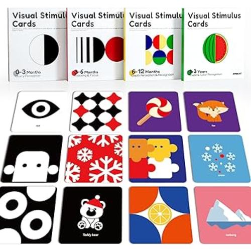 High Contrast Baby Cards Newborn Visual Stimulus Stimulation Black and White Cards Infants Flashcards Learning Cards Babies Gift 0-36Months