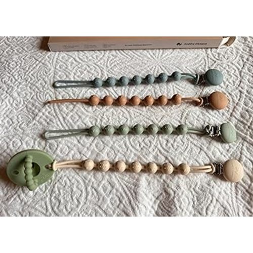 Silicone Pacifier Clip Holder - Neutral Colors