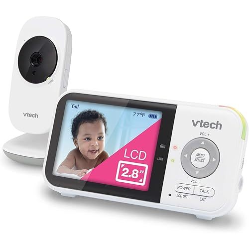 VTech VM819 Baby Monitor with Camera and Audio, 2.8” Screen Portable Baby Camera, Night Vision, 2-Way Audio, Temperature Sensor and Lullabies, Secure Transmission No WiFi, Ideal for Baby/Elderly/Pet