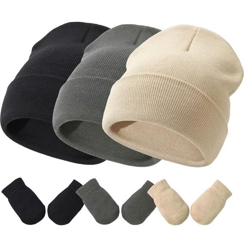 Baby Hats and Mittens Set Infant Toddler Beanie Caps Hospital Hat Set Newborn Gloves for Baby Boys Girls