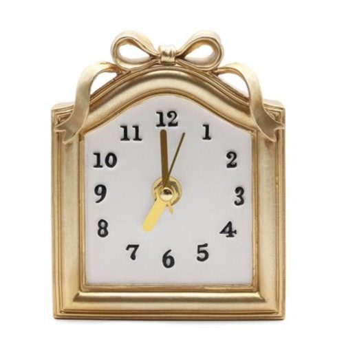 Gold Arched Tabletop Clock with Bow Detail