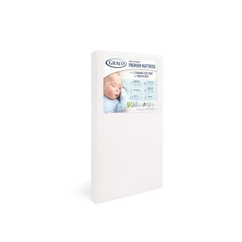 Graco Premium Crib & Toddler Mattress – GREENGUARD Gold Certified & CertiPUR-US Certified, Fits All Standard Crib & Toddler Beds, Waterproof Sleep Surface, Machine-Washable Outer Cover for Easy Care