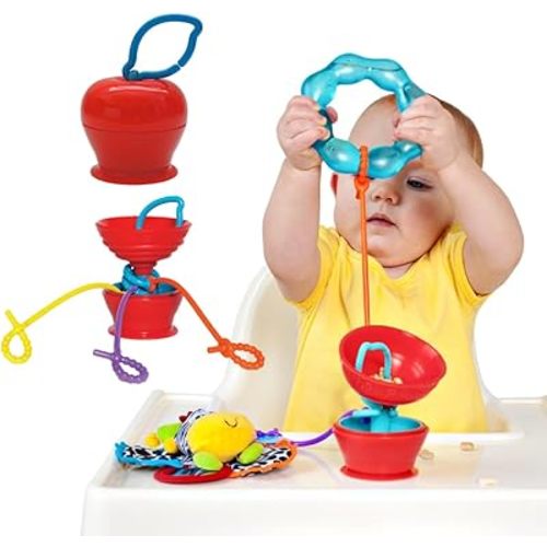 The Baby Suction Cup Toy Holder for High Chair, Stroller and Teething Toys for Babies 6-12 Months. One of Your Baby Must Haves!