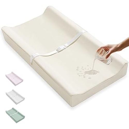 Vegan Leather Baby Changing Pad Covers for Girl, Boy, Waterproof & Wipeable Soft Diaper Changing Mat Cover.Fits Standard Changing Pads with Dimensions of 32" x 16". (Beige)