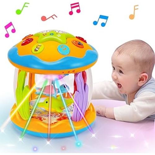 Baby Musical Toys 0-6 6-12 Months Rotating Projector Light Up Infant Tummy Time Toys 0-3-6 Months Sensory Toddler Toy Age 1-2-4 New Birthday Gifts for 1 Year Old Girl Boy Learning &Education Toy