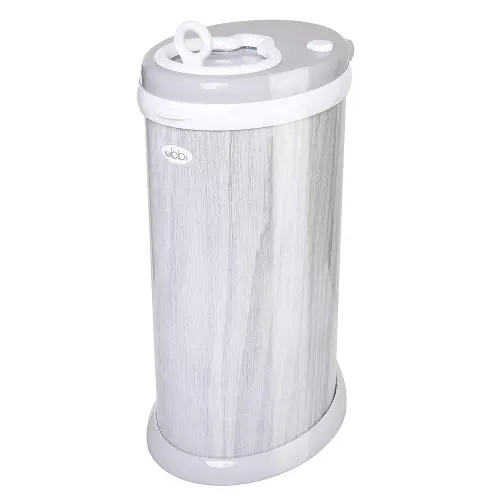 Ubbi Steel Diaper Pail, Odor Locking, No Special Bag Required, Award-Winning, Registry Must-Have, Woodgrain