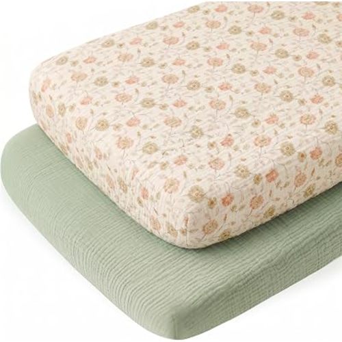 2 Pack Muslin Bassinet Sheets for Boy Girl - 20” x 33”