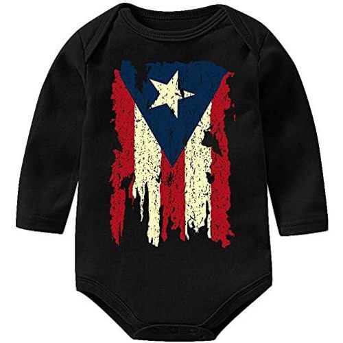 Vintage Distressed Puerto Rico Flag Newborn Baby s Jumpsuit Long Sleeve Bodysuit