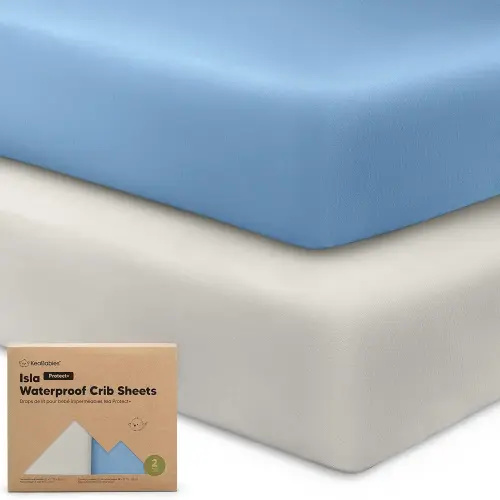2-Pack Waterproof Baby Crib Sheets for Boys, Girls - 52x28 Viscose Derived from Bamboo Toddler Bed Sheet Neutral, Fitted Crib Mattress Protector Cover for Baby Bedding, Soft & Gentle (Slate)