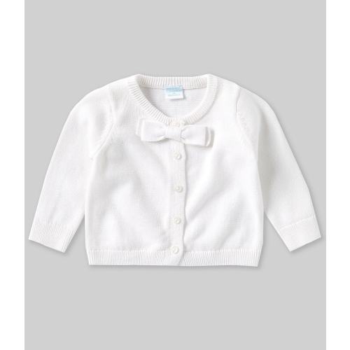Edgehill Collection Baby Girls Newborn-24 Months Round Neck Bow Detail Long Sleeve Cardigan