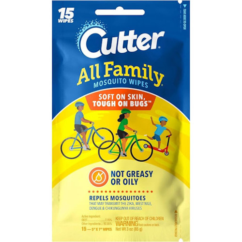 Cutter All Family Mosquito Wipes, 7% DEET