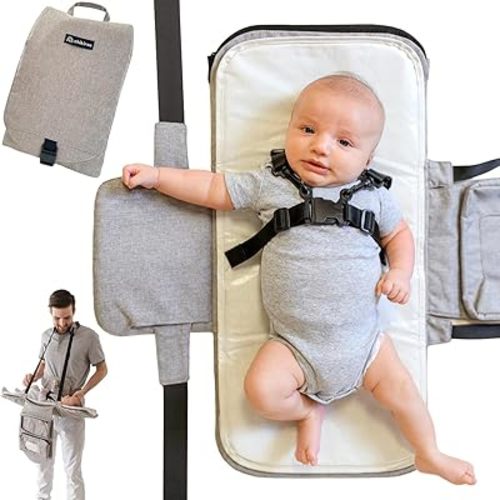 Universal Portable Changing Pad With Safety Straps | Wearable Waterproof Changing Station | Newborn Essentials for Travel, Registry and Baby Shower