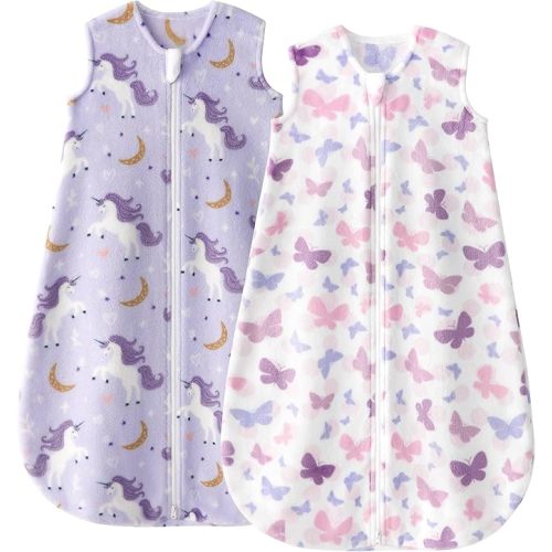 Yoofoss Fleece Baby Sleep Sack 2 Pack 1.5 Tog Baby Wearable Blanket with 2-Way Zipper
