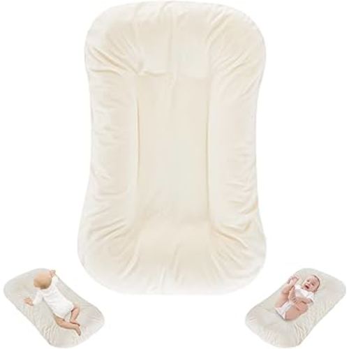 Infant Lounger for Newborn, Baby Lounger for Baby 0-12 Months Sleeping, Portable Breathable Baby Nest Pillows for Home and Travel in Bed - White