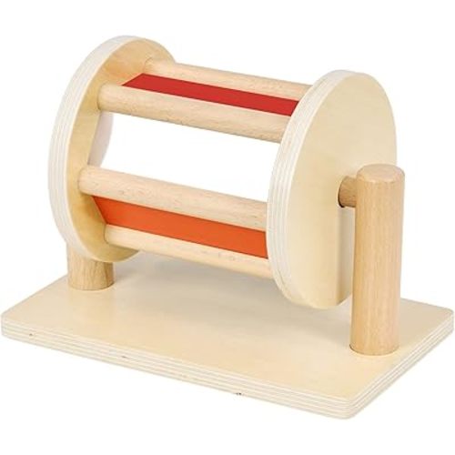 Montessori Spinning Drum Baby Toy for 6-12 Months Old, Tummy Time Toys, Wooden Spinning Rainbow Baby Christmas Toys for Boy and Girls Gift