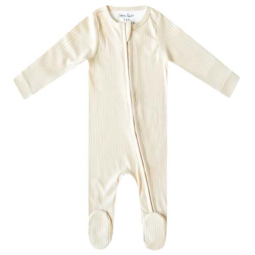 Rib Knit Zip-Up Footie Pajama - Moonstone