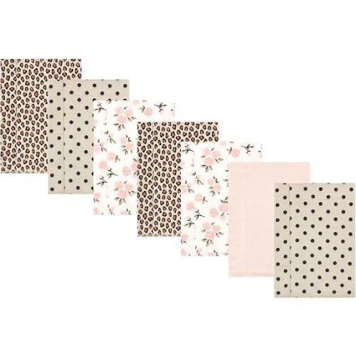 Luvable Friends Hudson Baby Flannel Burp Cloths 7pk, Blush Blossom Floral