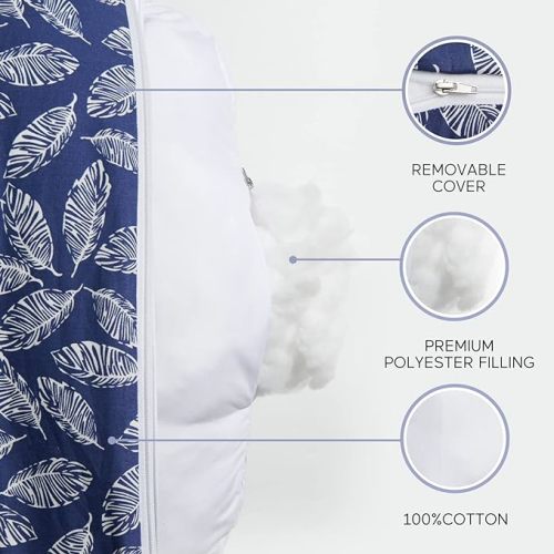 Momcozy Original Nursing Pillow and Positioner - Plus Size Feeding Pillow | Breastfeeding, Bottle Feeding, Baby Support | with Adjustable Waist Strap and Removable Cotton Cover, Navy Blue