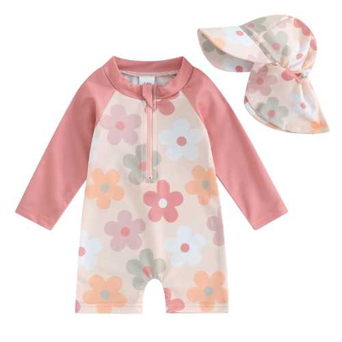 Little Girl Long Sleeve Floral Swimsuit – The Trendy Toddlers