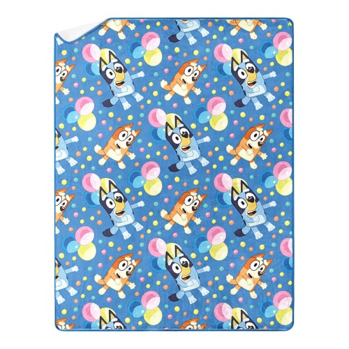 Bluey Dancing Fun Kids Silk Touch Throw Blanket with Sherpa Reverse, 46 x 60 inches