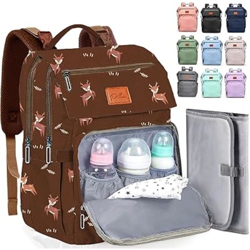 PILLANI Baby Diaper Bag Backpack - Large Bag for Boys & Girls, Waterproof Diaper Backpack - Travel Diaper Bags w/Changing Pad, Baby Registry Search & Shower Gifts - Essentials Must Haves Newborn Stuff