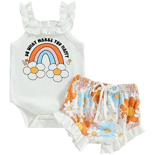 Thorn Tree Newborn Baby Girls Clothes Cotton Suit Cute Baby Kid Infant Romper Play Wear Summer Rainbow Outfits