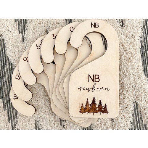 Baby Closet Dividers, Wood Engraved Dividers, Wooden Baby Gifts, Baby Clothing Markers, Unique Baby Shower Gift, Forest Nursery