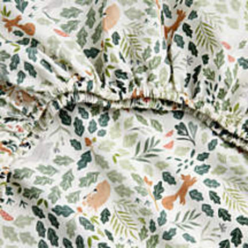 Forest Friends Embroidered Organic Cotton Baby Crib Fitted Sheet