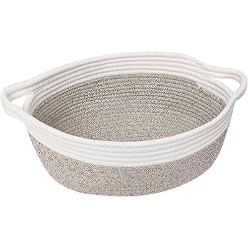 Goodpick Small Woven Basket, Basket for Organizing, Dog Basket, Storage Basket with Handles, Gift Basket Cute Basket for Decor 12"X 8" X 5" Mixed Brown