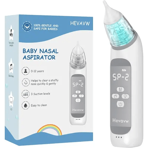 Electric Nasal Aspirator for Baby - Baby Nose Sucker, Snot Booger Mucus Remover for Baby Toddler Infant Newborn Kid - Nose Cleaner Machine with 3 Suction Levels, Music & Light