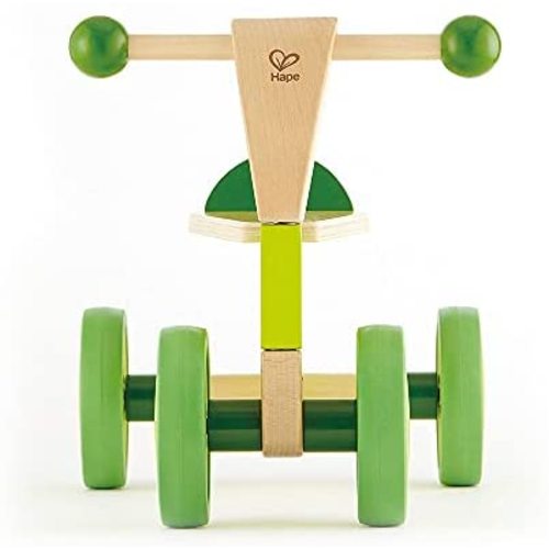 Hape Scoot Around Ride On Wood Bike | Award Winning Four Wheeled Wooden Push Balance Bike Toy for Toddlers with Rubberized Wheels, Bright Green