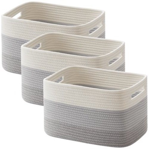 CHERISHGARD Storage Basket, Laundry Basket 3 Pieces, Woven Baskets for Storage for Toys, Towel