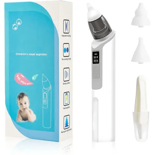 Nasal Aspirator for Baby, Rechargeable Nose Sucker for Baby, Electric Baby Nose Suction and Nose Cleaner with 2 Size of Nozzles 1 Clip for Newborns and Toddlers, Adjustable 6 Levels of Suction(Grey)