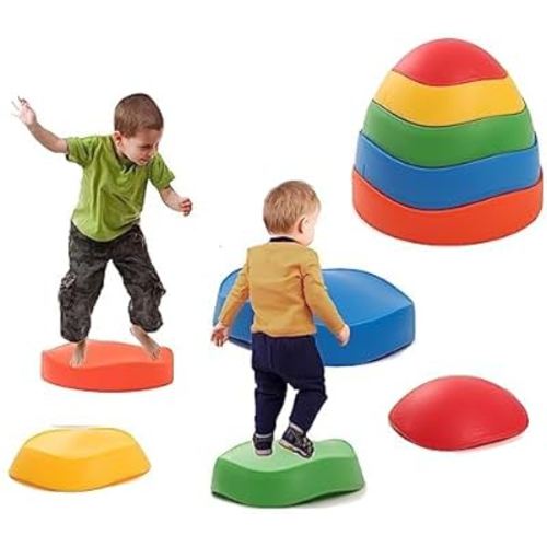 CielSky Stepping Stones for Kids,5Pcs Non-Slip Plastic Balance River Stones Indoor & Outdoor,Kids Fitness Equipment Promotes Balance Coordination…
