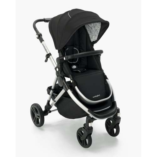 Mockingbird Single Stroller 2.0 | Black, Windowpane, Silver with Black Leather