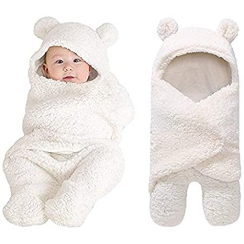 XMWEALTHY Cute Newborn Baby Boys Girls Blankets Plush Swaddle Blankets White