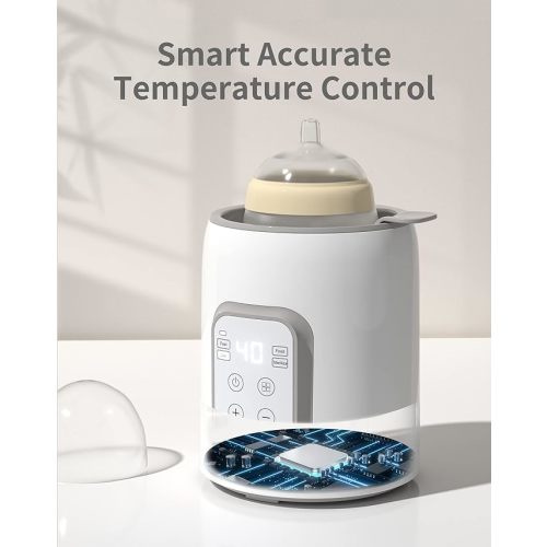 Bottle Warmer, GROWNSY 8-in-1 Fast Baby Milk Warmer with Timer for Breastmilk or Formula, Accurate Temperature Control, with Defrost, Sterili-zing, Keep, Heat Baby Food Jars Function - Gray
