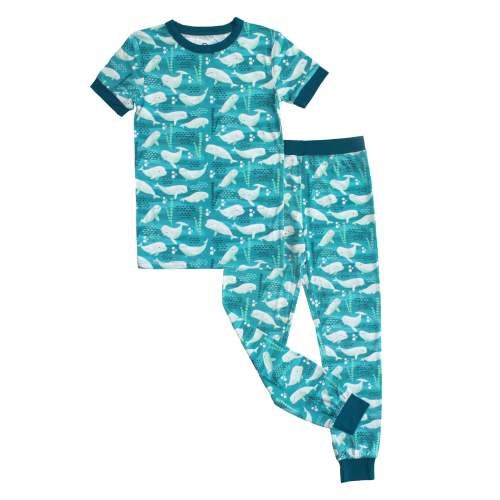 Beluga Whale Two-Piece Bamboo Short Sleeve Pajama Kids Pants Set – Emerson and Friends
