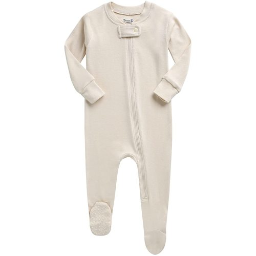 VAENAIT BABY Preemie Infant Boys Girls Footie Pajama Footed Onepiece Solid Sleep and Play Pajamas Available newborn-2T - 6-9 Months - A01-ivory