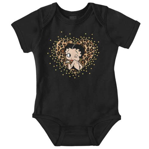 Betty Boop Cheetah Print Heart Bodysuit Jumper Girls Infant Baby Brisco Brands 18M