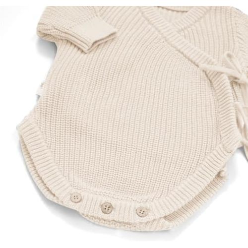 Avibae Cotton Baby Sweater, Long-Sleeve Knit Outfits for Newborns, Warm Infant Fall Winter Clothes (US, Age, 0 Months, 1 Months, Goat Apricot)