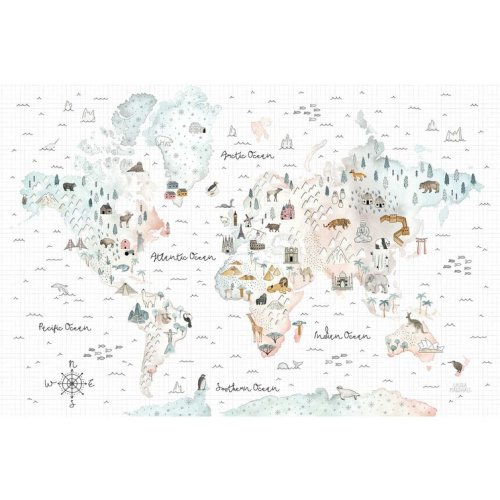 World Traveler I On Canvas by Laura Marshall Print